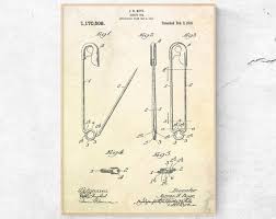 Safety Pin Patent Print Clasp Pin