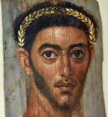 File:Mummy portrait of a Roman soldier with a gold wreath. Time of Emperor  Hadrian, c.