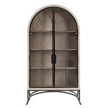 Aris Arched Glass Door Mango Wood Cabinet