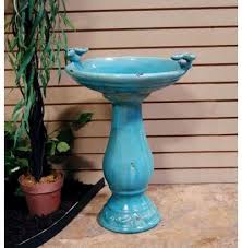 Light Turquoise Ceramic Birdbath
