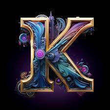 view of 3d letter k with steunk design