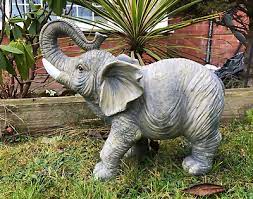 Large Resin Grey Silver Elephant Wild