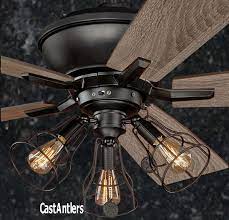 When you're looking for a ceiling fan, there are quite a few caged options available, and many of these have lights too. 52 Edison Rustic Ceiling Fan W Industrial Cage Light