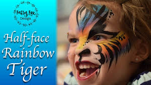rainbow tiger face paint tutorial