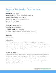 letter of application form sles