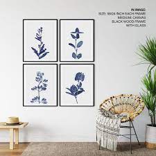 Pressed Blue Flowers Framed Wall Art