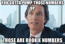 You gotta pump those numbers up those are rookie numbers - matthew  mcconaughey wolf of wall street | Meme Generator
