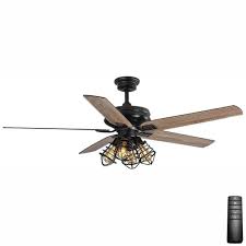 Home Decorators Collection Carlisle 60 In Led Matte Black Ceiling Fan With Remote Control And Light Kit 51760 The Home Depot