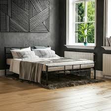 The park avenue's angled headboard has removable back cushions that give you all the support you need as you read yourself to sleep. Dorset Double Bed Frame Black Metal Steel Modern Stylish Comfy Strong Modern Ebay