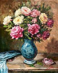 flower vase painting by bagya art
