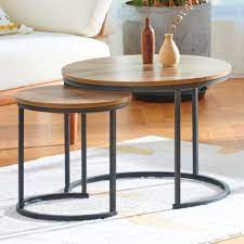 Nested Wooden Coffee Table Set 2 In 1