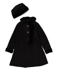 Good Lad Black Faux Fur Fleece Swing Coat Hat Toddler