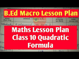 B Ed Lesson Plan Mathematics Class