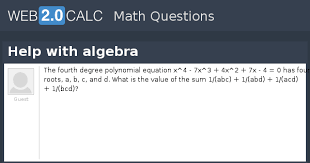 View Question Help With Algebra