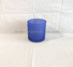 Navy Blue Glass Candle Holder With