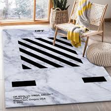 off white black marmor area rug living