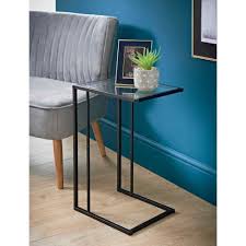 Sofa Side Tables Black With Clear Glass