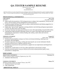 Sample Resume For Experienced Qa Tester