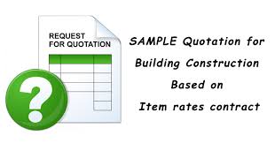 Sample Quotation For Building Construction Based On Item Rates Contract