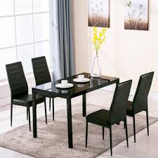 Glass Dining Table Set Pu Leather