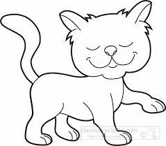 smiling cat black white outline clipart