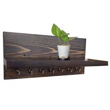 Wooden Wall Mount Key Holder With Shelf