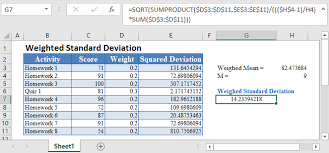 weighted standard deviation excel and