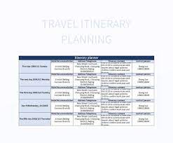 travel itinerary planning excel