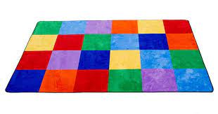 small colorful grid clroom rug by