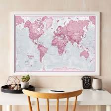 The World Is Art Wall Map Pink