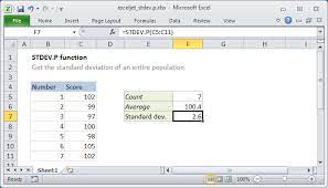 how to use the excel stdev p function