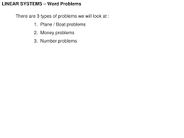 Ppt Linear Systems Word Problems