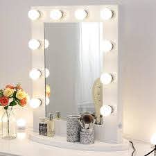 Chende Gloss White Makeup Vanity Mirror With Lights Hollywood Lighted Mirror With Led Bulbs Tabletop Illuminated Wall Mounted Cosmetic Mirror Walmart Com Walmart Com