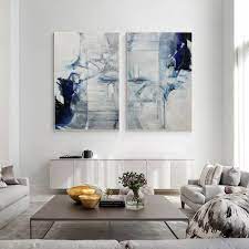 Navy Blue Grey Abstract Painting