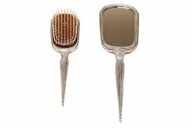 W/floral motif lucite hair comb 8.25 mid century. Antique 1920 S Sterling Silver Hand Mirror And Hair Brush Set Vintage Supply Store