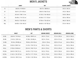 Size Chart North Face