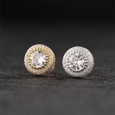 iced out round shape earrings s925