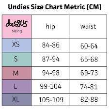 Size Chart Dessus Lingerie