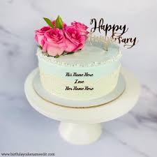 happy anniversary cake with name photo