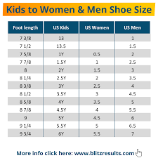 Unfolded Shoe Conversion Chart Women To Kids Shoe Conversion