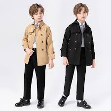 Kids Boys Trench Coat Outerwear Solid