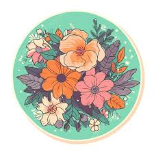 colorful flower drawing in the round