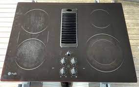 Black Glass Electric Cooktop Downdraft