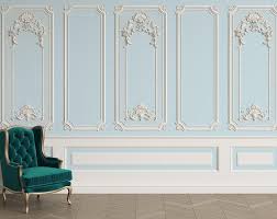3d classic interior wall with cornice