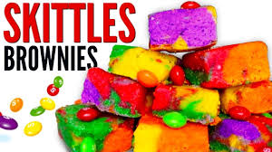 how to make rainbow candy skittles brownies