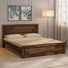 Queen Size Teak Wooden Bed Without Storage