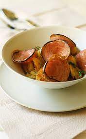 chitterlings sausage with potatoes
