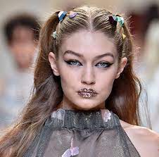 gigi hadid s glitter glam runway makeup