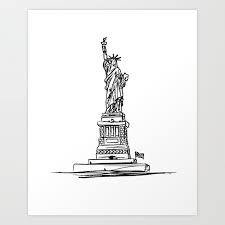 statue of liberty black and white