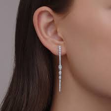 vine drop earrings with diamonds in 18k